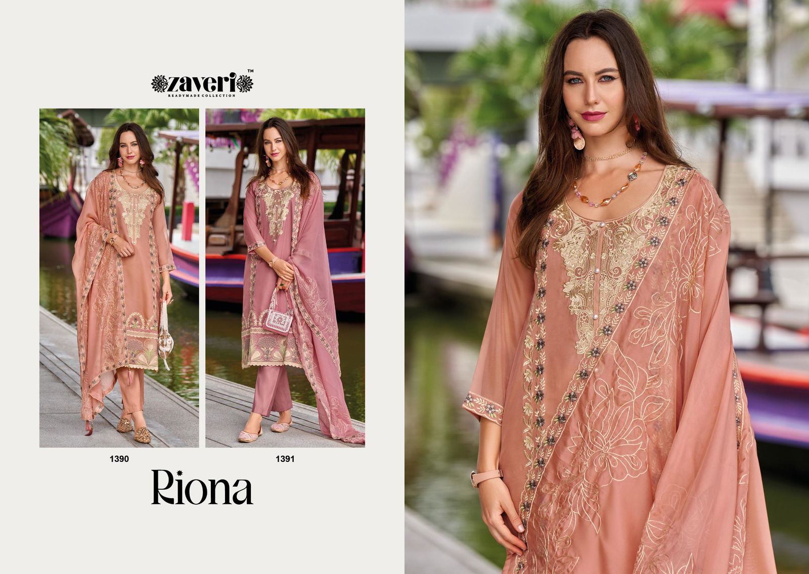 Riona By Zaveri Organza Emboidery Readymade Suits Orders In India